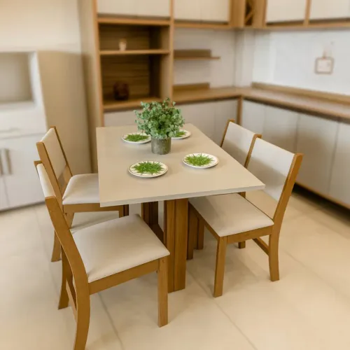 Mesa de Jantar Magic 1.20x0.80 com 4 Cadeiras- Produto Novo