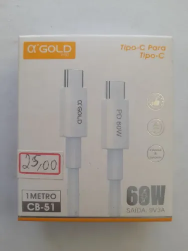 Cabo USB-C para USB-C 60W - 1 Metro - A'Gold