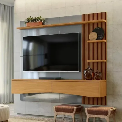 "Painel Europa Lukaliam 180cm: Sofisticação Ripada 3D para sua TV de até 65? - Em Oferta!"