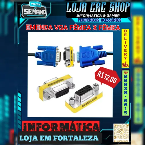 CRC Shop Informática - Emenda VGA Fêmea x Fêmea