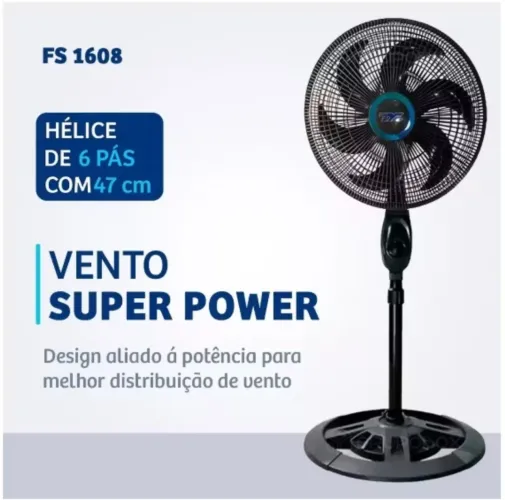 Ventilador de Coluna Preto 40cm Turbo 6 Pás Oscilantes modelo 220V