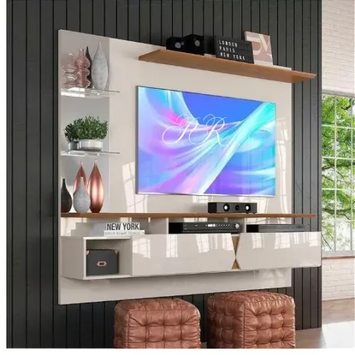 Painel Suspenso Intense Para TV Até 55 Polegadas Off White/Damasco Lukaliam