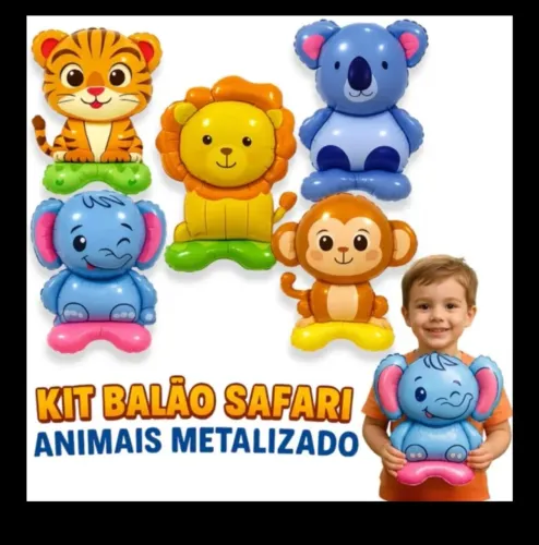 06 balões metalizados safari com base