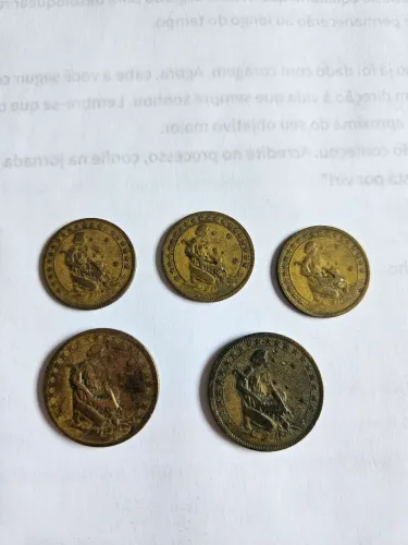 5 moedas antigas de 1927 e 1928