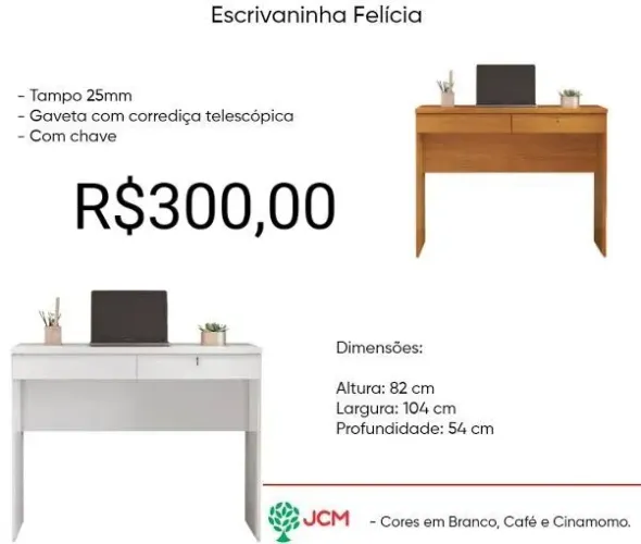 Escrivaninha Felícia com Gaveta e Chave