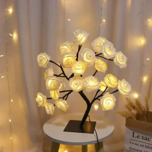 Luminária com Flores artificial Rosas