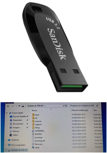 Pen drive 3.1 scandisk 3.2 veloz + bootavel wind 10