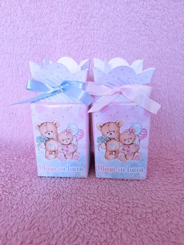 Chá de bebê caixinhas personalizadas com nome