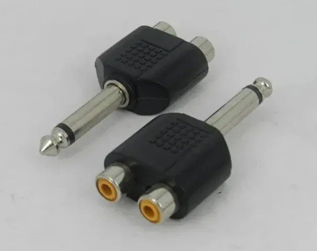 Adaptador Áudio P10 Mono x 2xRCA Fêmea 