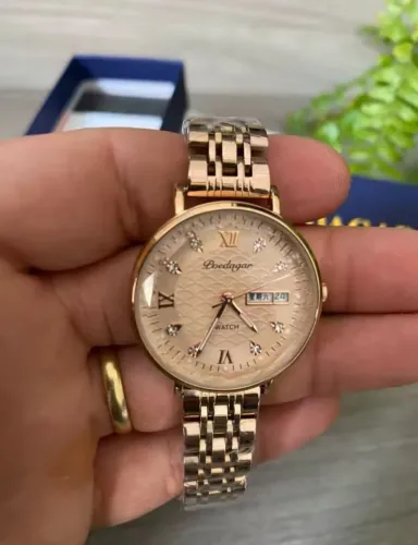Relógio Feminino Original Rose e Dourado