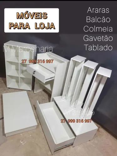 Móveis para loja: Araras, balcão, colmeia, gavetão e tablado