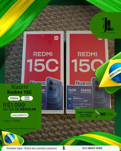 REDMI 15C, 256GB, 16GB RAM, LACRADO, LANÇAMENTO!