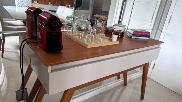 Aparador cor Natural Com Off White com 2 gavetas