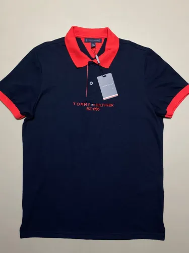 Camiseta Polo TH Azul Marinho/Vermelho