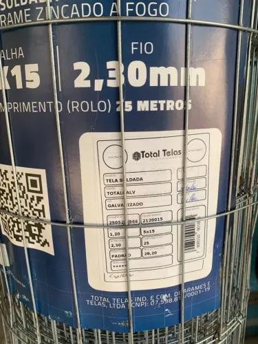 Tela totalgalv malha 5x15 - fio 2,30mm 25mts 1,2H