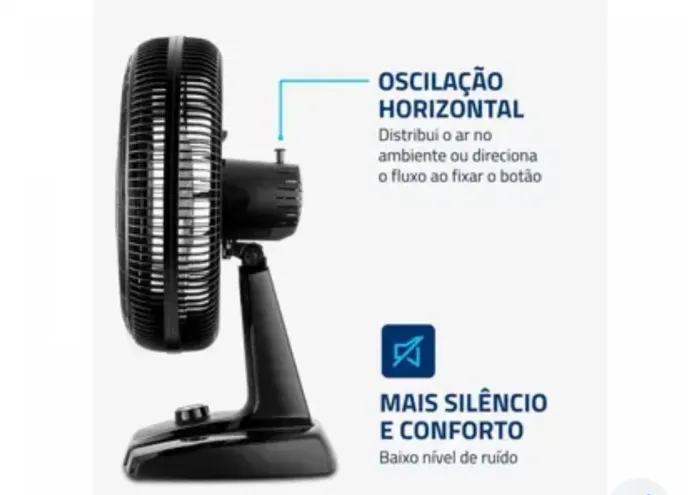 Ventilador de Mesa Mondial Turbo NVT408PB 40cm 8 Pás 3 Velocidades Preto/Prata