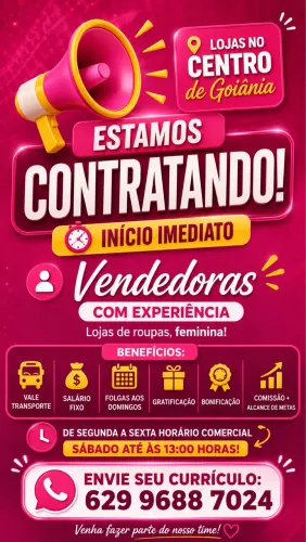 Vaga de emprego, vendedora.