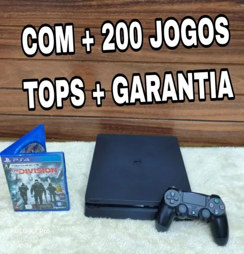 PS4 slim + 200 jogos tops