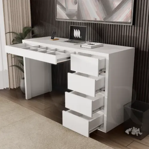 Escrivaninha com Gaveteiro Embutido 100%MDF Branco - Sob Encomenda