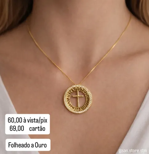 Colar Crucifixo - Folheado a Ouro