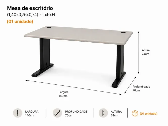 Mesa de Escritório 1,40m - Excelente Estado