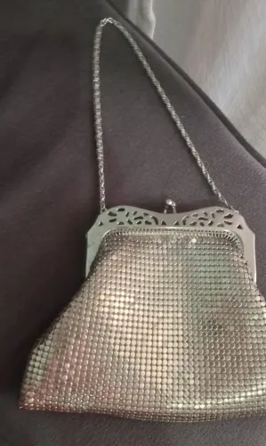 Bolsa Malha Metálica Prateada Vintage Anos 70