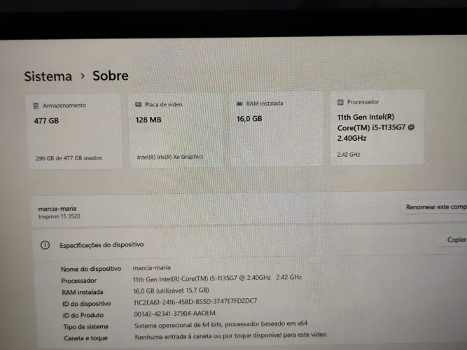 Notebook Dell Inspiron 15 3520
