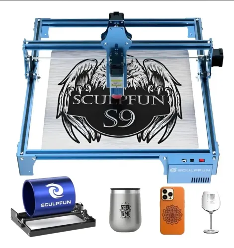 Maquina corte e gravação laser Sculpfun S9 com rolo rotativo