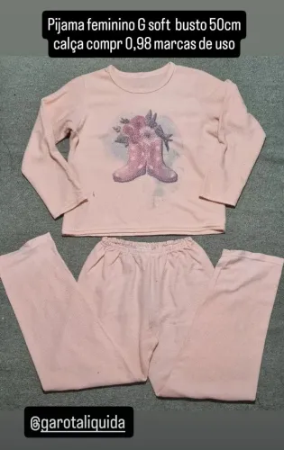 Pijama feminino G soft busto 50cm calça compr 0,98 marcas de uso