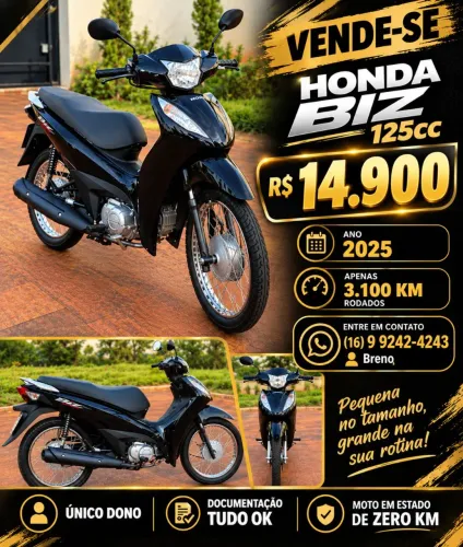 Biz 125 Preta Zerada 2025