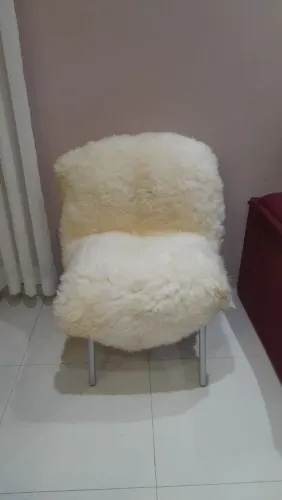 Pelego (Pele) de Ovelha Natural Legítimo Branco Tam G Cadeira, Sofá, Tapete