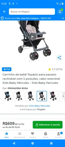 Carrinho de bebê Hércules novo na caixa
