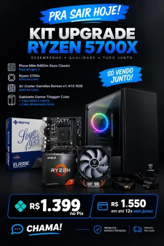 Kit Ryzen 7 5700x + placa mãe b450m + Cooler Rgb + Gabinete