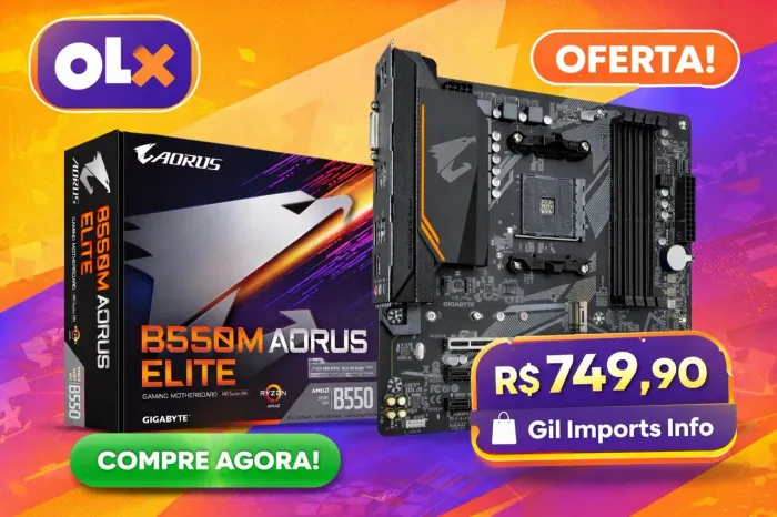 Placa-Mãe Gigabyte B550M AORUS ELITE - AM4 - PCIe 4.0 - NOVA LACRADA 