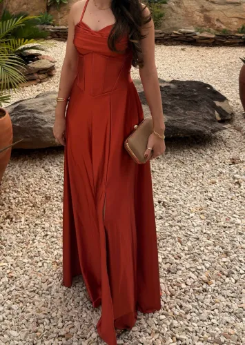 Vestido de festa Terracota