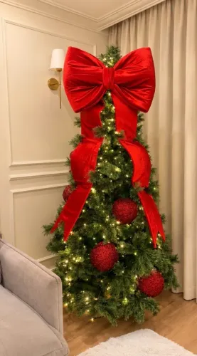 Laço Gigante de Natal em Veludo