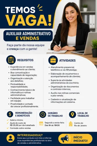 Vaga de emprego Recepcionista 