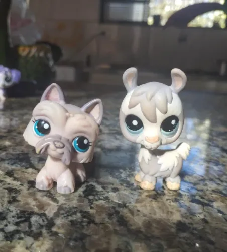 Littlest pet shop dupla cachorro e lhama cinza usado originais hasbro
