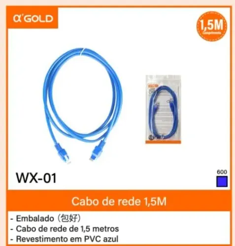 QUEIMA DE ESTOQUE -CABO DE INTERNETE 1.5M NO ATACADO - MÍN. 100 UNIDADES
