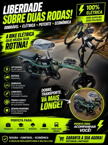 BIKE ELÉTRICA DOBRÁVEL - PRONTA ENTREGA!