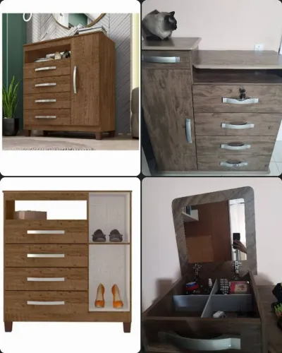 Cômoda Sapateira e penteadeira 1 Porta 4 Gavetas Itapema Malbec - Marrom