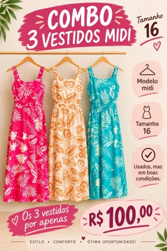 Vestido tamanho 16, leve os 3 por um preço único