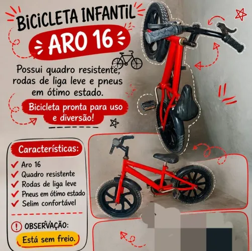 Bike infantil Aro 16 à venda