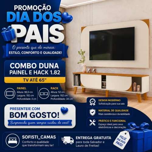 Combo Duna 1.82 Tv 65 Cinamomo/Off White Madetec