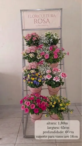 Expositor de ferro para vasos com plantas