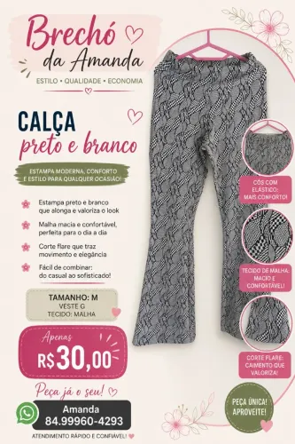 Calça preto e branco