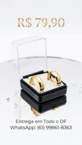 Par de Alianças 6mm Folheadas a Ouro 18k Namoro Compromisso Novas