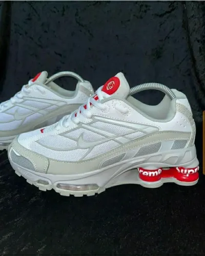 Nike Shox TL Branco Vermelho Supreme Premium Unissex | 34 ao 43