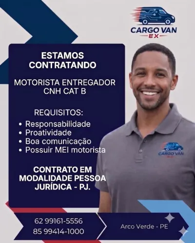 Contratando Motorista Entregador 