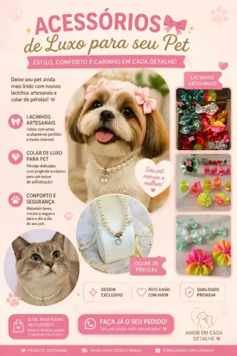 Lacinhos e colar de luxo para seu pet